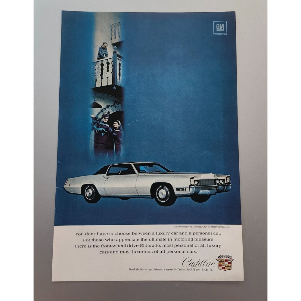 Original 1969 Cadillac Ad: Featuring‎ '69 White Caddy Fleetwood Eldorado